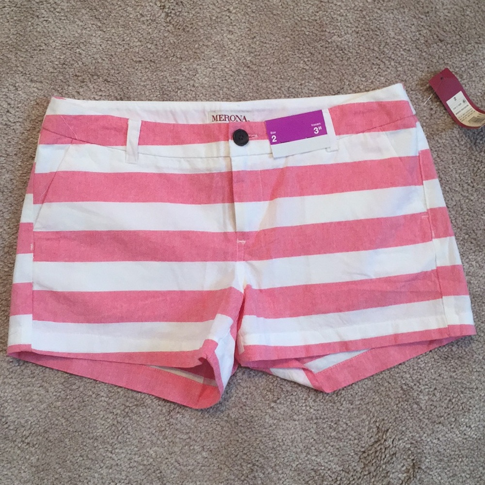 Red and white striped shorts